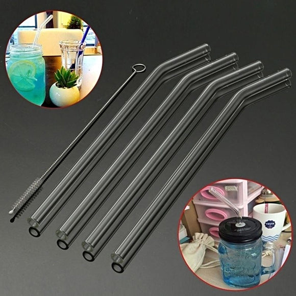 4Pcs/Set Wedding Birthday Party Transparent Glass Drinking Straw