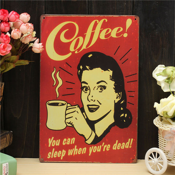 Coffee Sheet Metal Drawing Metal Painting Tin Shop Pub Wall Tavern Poster Sign