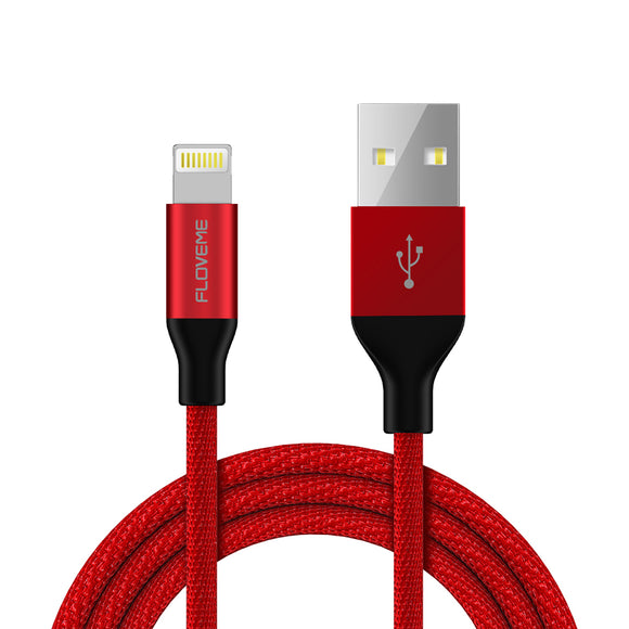 FLOVEME 2.4A Fast Charging Lightning To USB Sync Nylon Cable 1m For iPhone X 8 7 6 Plus iPad