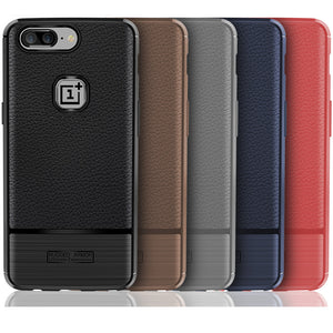 Bakeey Litchi Pattern Anti-fingerprint TPU&Silicone Leather Case For  OnePlus 5