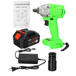 520Nm 198TV 19800mAh Electric Cordless Impact Wrench Driver Tool 1/2 Ratchet Drive Sockets"