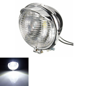 12V Universal Motorcycle 25 LEDs Headlight Headlamp Chrome Case