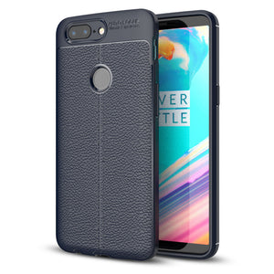 Litchi Leather Shockproof Soft TPU&Silicone Back Cover For OnePlus 5T