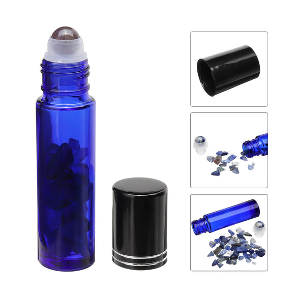 10Pcs Natural Crystals Glass Essential Oil Gemstone Roller Ball Chip Inside Bottles