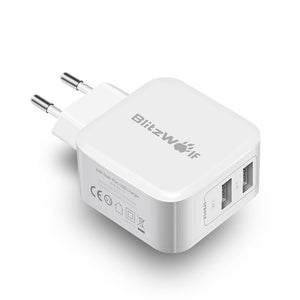 BlitzWolf BW-S2 4.8A 24W Dual USB EU Charger With Power3S Tech for iphone 8 8 Plus iphone X Xiaomi