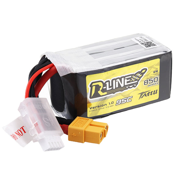 Tattu R-Line V1.0 14.8V 850mAh 95C 4S1P Lipo Battery XT60 Plug For FPV RC Drone