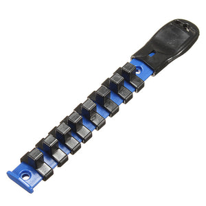 3/8 Inch ABS Mountable Socket Storage Rail Tray Holder Blue and Black for Wall-mounting