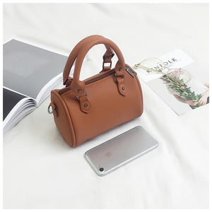 Women Faux Leather Round Mini Crossbody Bag Leisure Boston Shoulder Bag