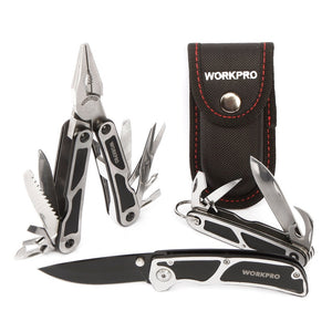 WORKPRO 3Pcs Camping Tool Set Multi Pliers Tactical Cutter Saw Bottle Opener Scissor Screwdriver