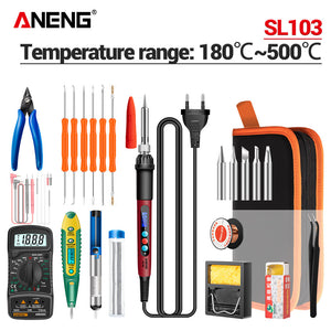 ANENG SL103 110V/220V 25PCS LCD Digital Display Screen Multi-function Electric Soldering Iron Adjustable Temperature Soldering Tools Kit