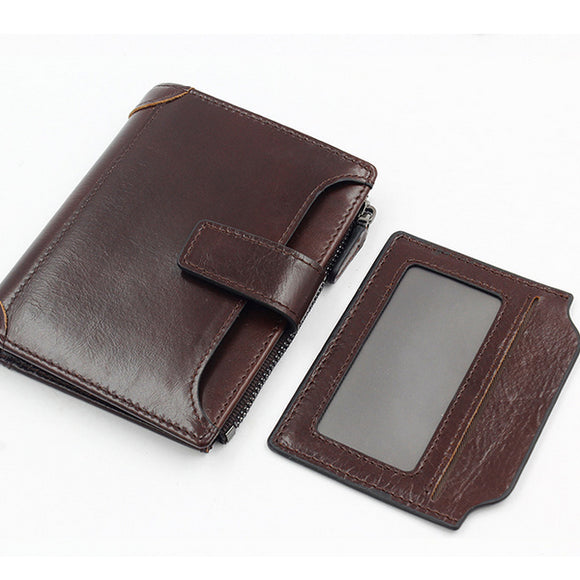 Men Wax Oil Skin Wallet Vintage Card Holder 6 Card Slots Coin Bag