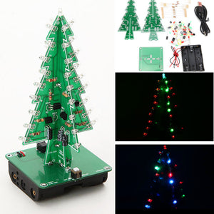 3Pcs Geekcreit DIY Christmas Tree LED Flash Kit 3D Electronic Learning Kit