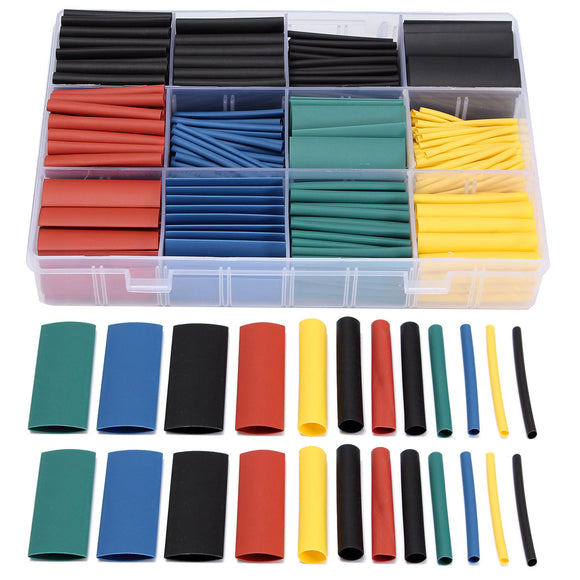 530 PCS Halogen-Free 2:1 Heat Shrink Tubing Wire Cable Sleeving Wrap Wire Kit 8Size 5Color