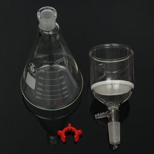 Glass Suction Filter Filtration Kit 350ml Buchner Funnel 1000ml Erlenmeyer Flask