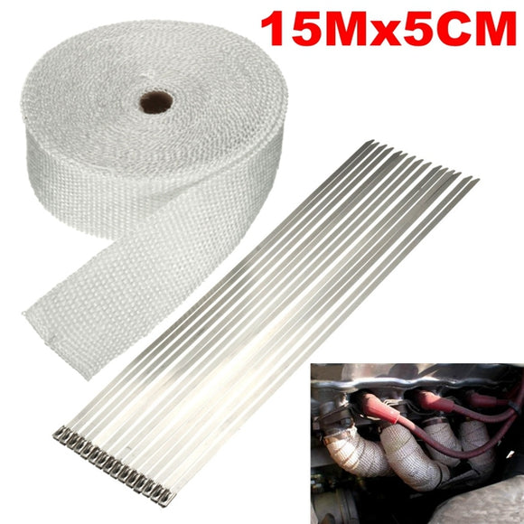 15m X 5cm X 1.5mm Insulation Exhaust Header Pipe Wrap Shields Turbo Heat Manifold Header