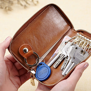 Men And Women Genuine Leather Retro Purse Universal Wallet Key Bag Clutch Bag