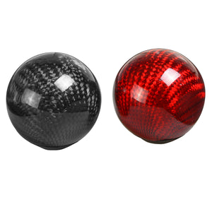 Universal Car Round Ball Shape Gear Shift Knob Black Red Carbon Fiber