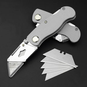 JERXUN JX-0103 Folding Trapezoidal Wallpaper Cutter Zinc Alloy Utility Cutter with 5 Blades