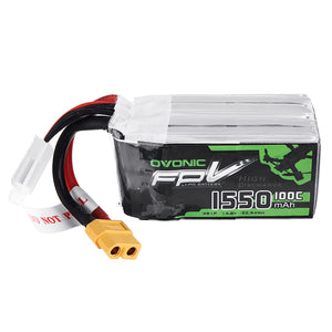 Ovonic 14.8V 1550mAh 100C 4S Lipo Battery XT60 Plug for FPV Racing Drone