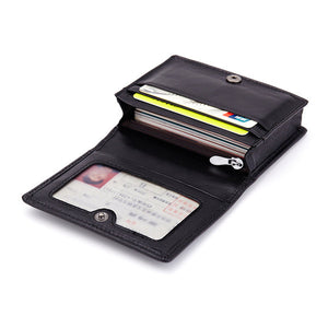 Weave Genuine Leather Credit Card Holder Business Name Card Cases Hasp Coin Bags