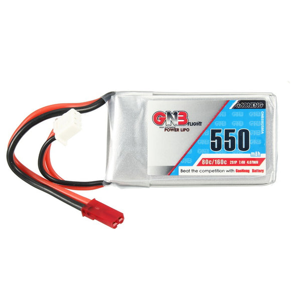 Gaoneng GNB 7.4V 550mAh 2S 80/160C Lipo Battery JST Plug For Aurora 90 100