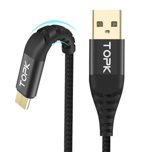 TOPK 2.4A Micro USB Fast Charging Data Cable 3.28ft/1m for Honor 8X Xiaomi Redmi Note 5