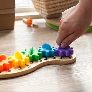 Kids Colorful Gear Caterpillar Toy Children Wooden Puzzle Twisting Educational Toys