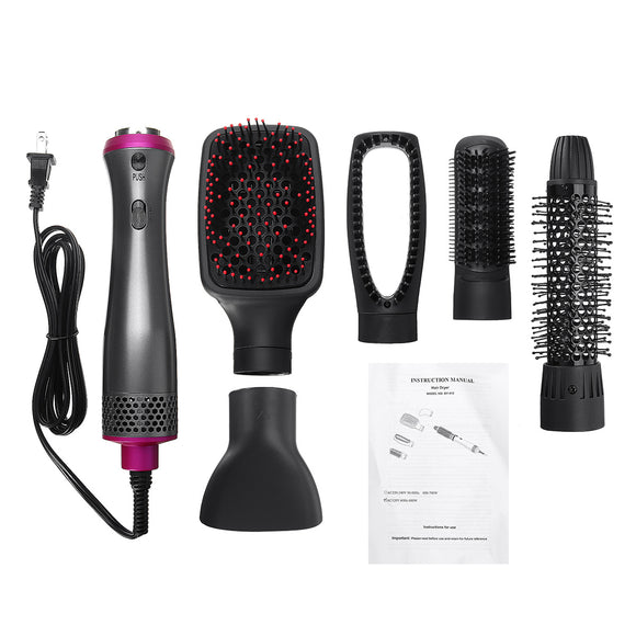 5 in 1 Multi-function One-Step Hair Dryer Brush Straightening Curling Comb Iron