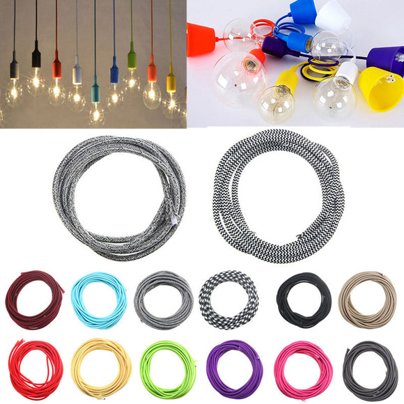 3M 2 Cord Color Vintage Twist Braided Fabric Light Cable Electric Wire