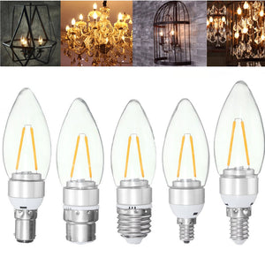 E27 E14 E12 B22 B15 2W Sliver Filament Incandescent Candle Light Bulb Lamp Non-Dimmable 220V