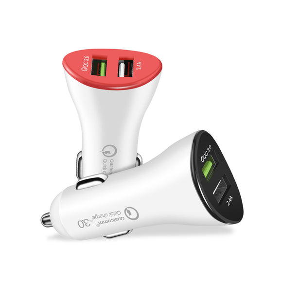 OLAF 2.4A Dual USB Quick Charger QC 3.0 USB Car Charger For iPhone 8 Samsung S9