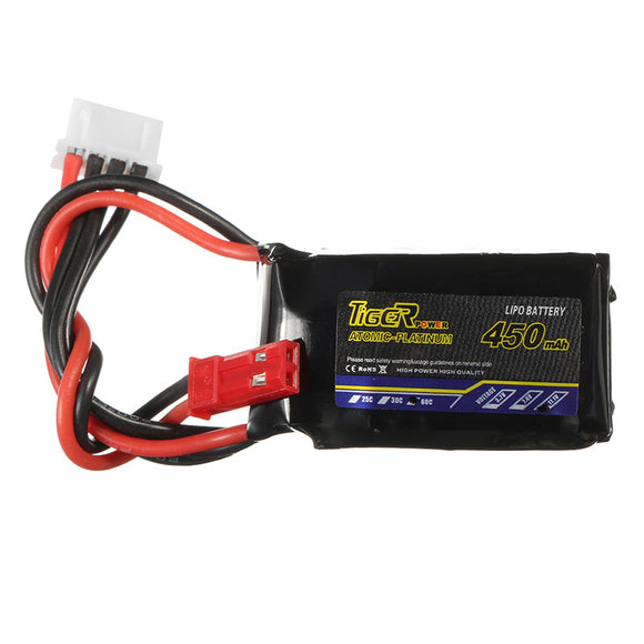 Tiger Power 11.1V 450mAh 60C 3S Lipo Battery JST Plug