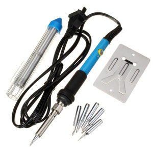 110V/220V 60W Adjustable Electric Temperature Gun Welding Soldering Iron Tool with Tin Wire & 5Tips