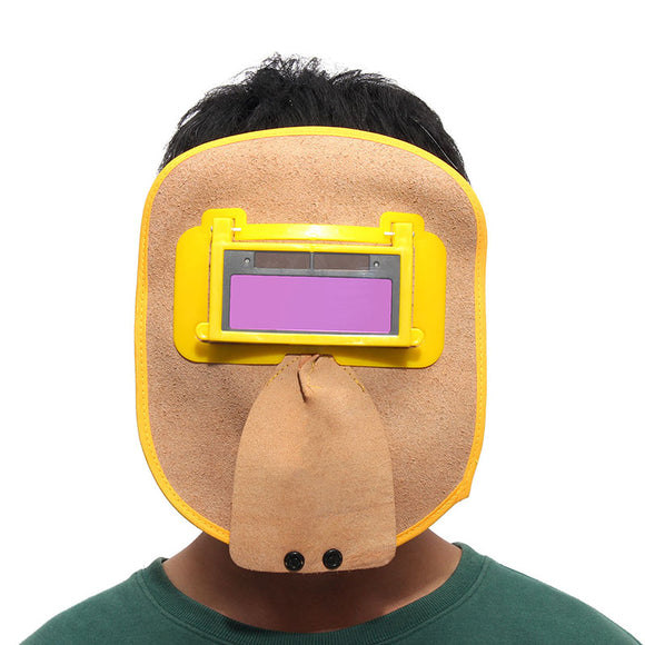 Leather Hood Welding Mask Solar Auto Darkening Filter Lens Slicing Helmet Cap