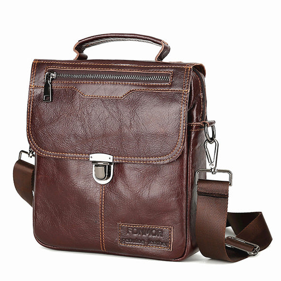 Vintage Genuine Leather Business Handbag Crossbody Bag For Men