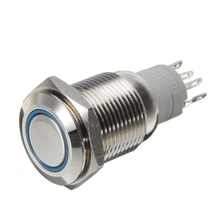 K16-A 12V Led Illuminated Angle Eyes Latching Type Ring Metal Push Button Switch 5 Pin