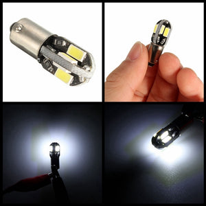 2pcs 12V Ba9s 2W 100LM 6000K T4W White 6 SMD LED Dashboard License Wide Light Lamp Motorcycle Car