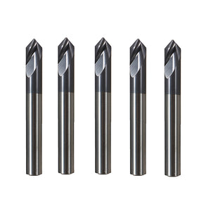 Drillpro 5pcs 6mm 90 Degree Chamfer Mill 2 Flutes HRC45 Carbide End Milling Cutter