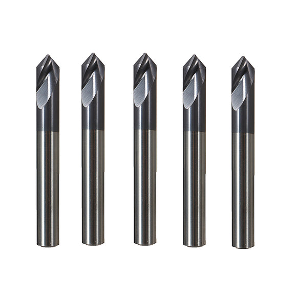 Drillpro 5pcs 6mm 90 Degree Chamfer Mill 2 Flutes HRC45 Carbide End Milling Cutter