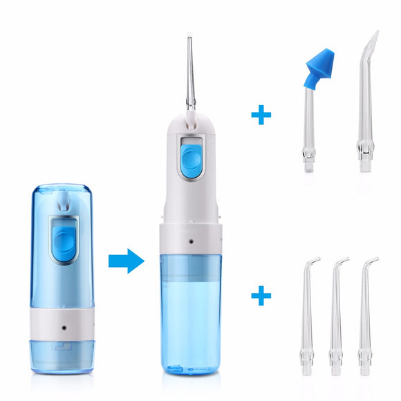 Portable Cordless Water Flosser 150ML Electric Oral Irrigator With 4 Jet Tips Plus 1 Nasal Aspirator Nozzle USB Recharging Oral Health