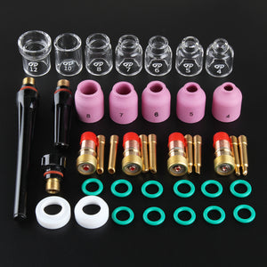 41Pcs TIG Welding Torch Nozzle Stubby Gas Lens Glass Cup Kit for WP17/18/26+Box