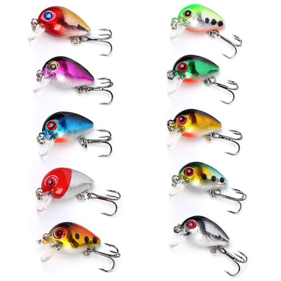 ZANLURE 10pcs/set 3cm 1.5g Mini Crankbait Fishing Lure Shallow Water Wobbler Hard Bait Crank Bait