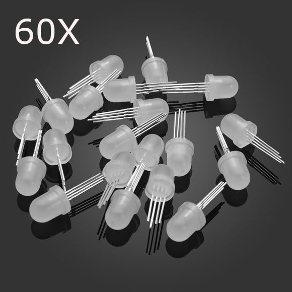 60pcs RGB LED Diode 8mm Red/Green/Blue 4 Pin Light Emitting Diode