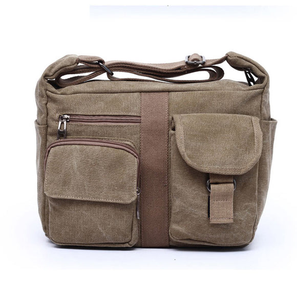 Men Women Canvas Retro Casual Ipad Shoulder Crossbody Bag