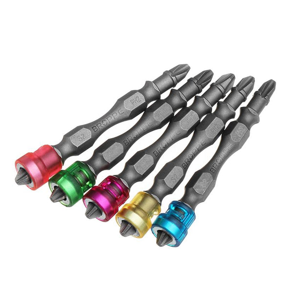 Broppe 5pcs Double Head 65mm S2 Alloy PH2 Phillips Magnetic Screwdriver Bits 1/4 Inch Hex Shank