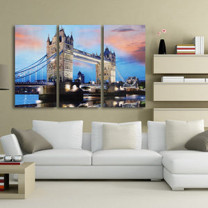 Nightfall London Bridge Decorative Canvas Painting Frameless Wall Art Home Decoration Square