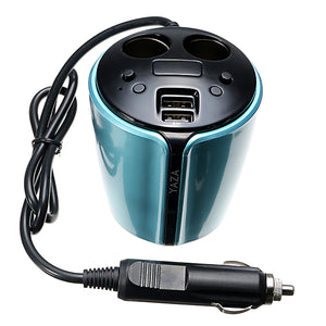 YZD-V9 Multifunctional 5V 3.1A Car Charger Adaptor Car Cup Holder 2 Port Car Cigarette Lighter