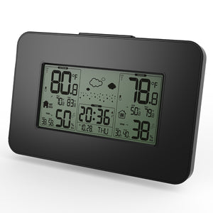 LCD Display Weather Station Clock Alert Electronic Temperature Thermometer Humidity With Sensor