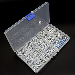 M3 M4 M5 Stainless Steel Phillips Round Head Screws Nuts Flat Washers Assortment Kit 500g