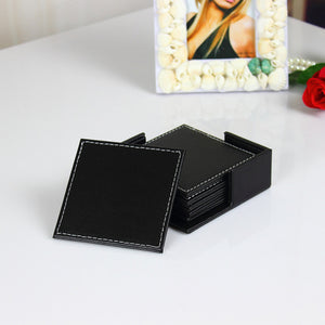 6PCS/Set Square Leather Tea Coasters Cup Holder Mat Coffee Drink Pads